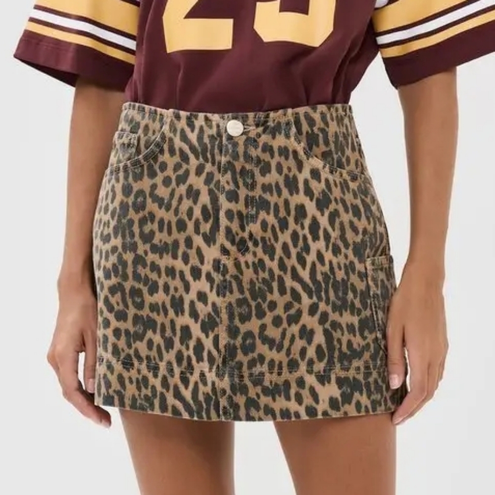 Damson Madder Lily Mini Carpenter Skirt In Leopard UK 12 • US 8